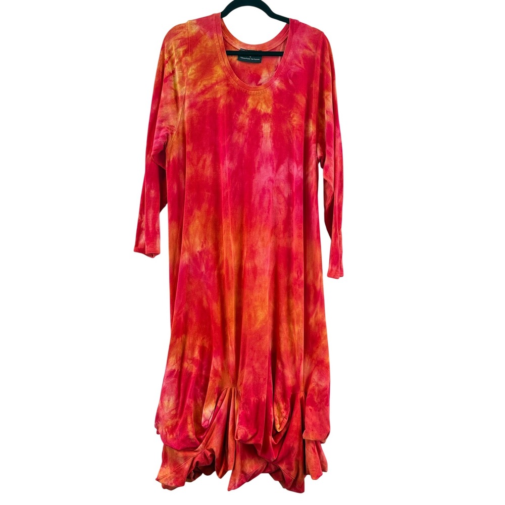 Conjuring by Rebecca Floeter Dress Womens 0 Lagenlook Tie Dye Bubble Hem Red